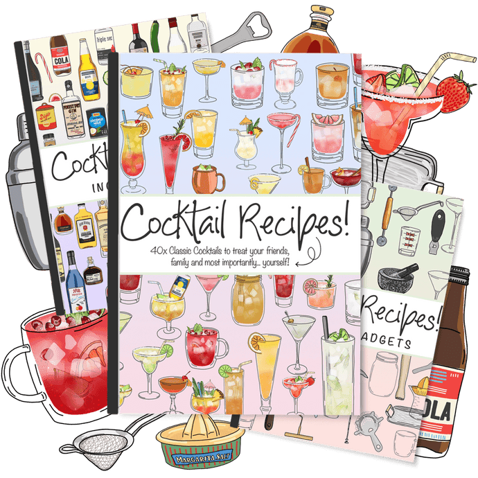 BUNDLE: 40x Cocktail Recipes! Ebook, Cocktail Recipe! Ingredients Ebook and the Cocktail Recipe! Tools and Gadgets Ebook