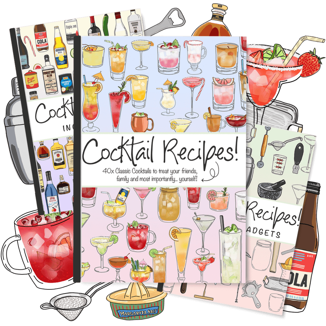 BUNDLE: 40x Cocktail Recipes! Ebook, Cocktail Recipe! Ingredients Ebook and the Cocktail Recipe! Tools and Gadgets Ebook